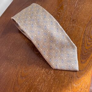 Italian Silk 100% Elegant Tan and Blue Men's Tie